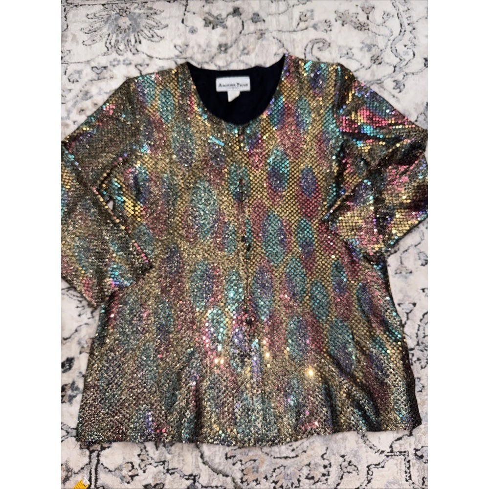 Vintage Another Thyme Foe Button Blouse‎ Sz. 10 Disco New Years Holiday